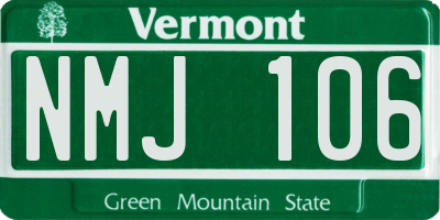 VT license plate NMJ106