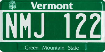 VT license plate NMJ122