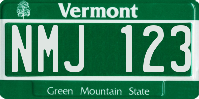 VT license plate NMJ123