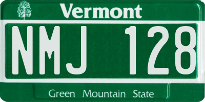 VT license plate NMJ128