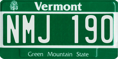 VT license plate NMJ190