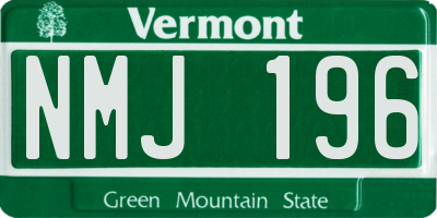 VT license plate NMJ196