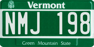 VT license plate NMJ198