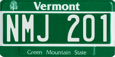 VT license plate NMJ201