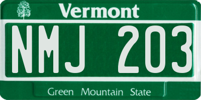 VT license plate NMJ203