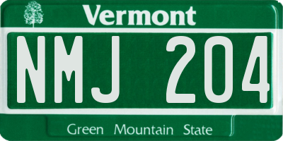 VT license plate NMJ204