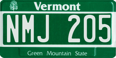 VT license plate NMJ205