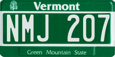 VT license plate NMJ207