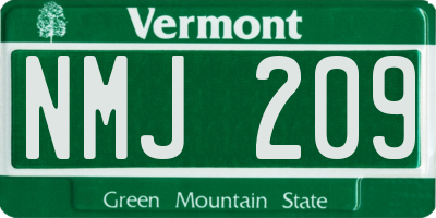 VT license plate NMJ209