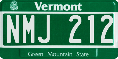 VT license plate NMJ212