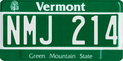 VT license plate NMJ214