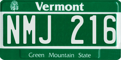 VT license plate NMJ216