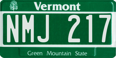 VT license plate NMJ217