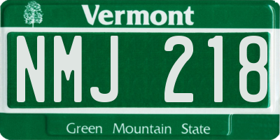 VT license plate NMJ218