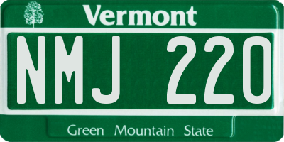 VT license plate NMJ220