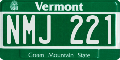 VT license plate NMJ221