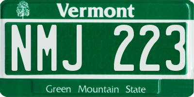 VT license plate NMJ223