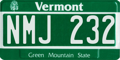 VT license plate NMJ232
