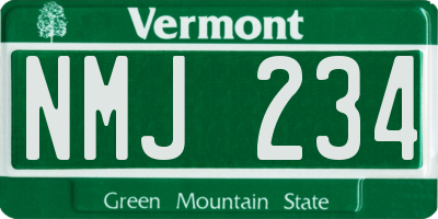 VT license plate NMJ234