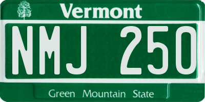 VT license plate NMJ250