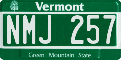 VT license plate NMJ257