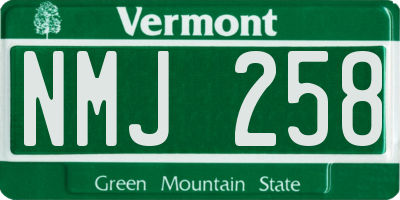 VT license plate NMJ258