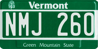 VT license plate NMJ260