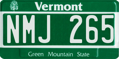 VT license plate NMJ265
