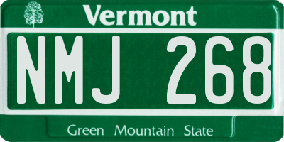 VT license plate NMJ268