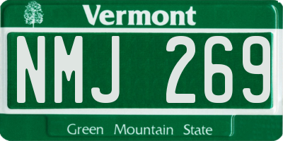 VT license plate NMJ269