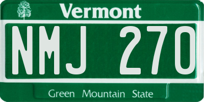 VT license plate NMJ270