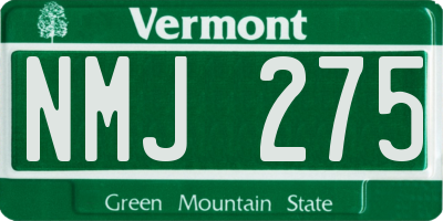 VT license plate NMJ275