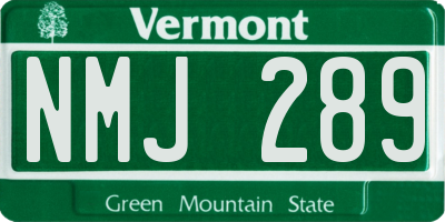 VT license plate NMJ289