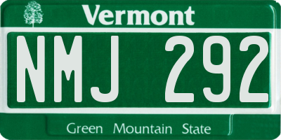 VT license plate NMJ292