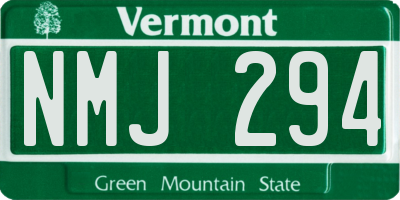 VT license plate NMJ294