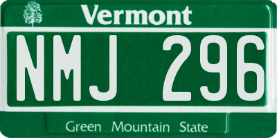 VT license plate NMJ296