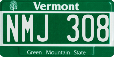 VT license plate NMJ308