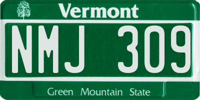 VT license plate NMJ309