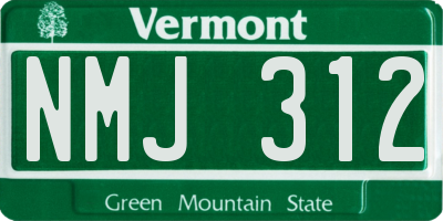 VT license plate NMJ312