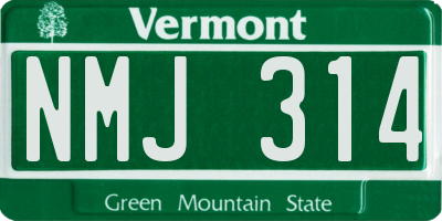 VT license plate NMJ314