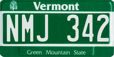 VT license plate NMJ342