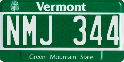 VT license plate NMJ344