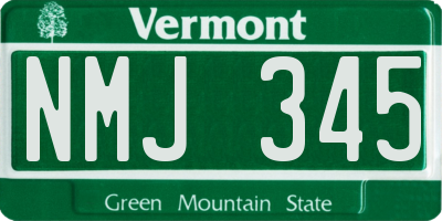 VT license plate NMJ345