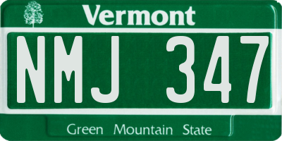 VT license plate NMJ347