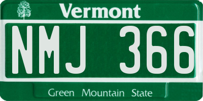 VT license plate NMJ366