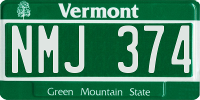 VT license plate NMJ374