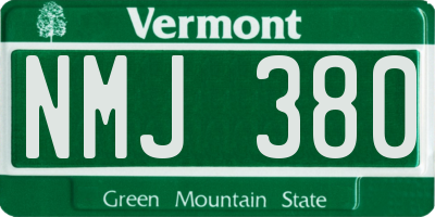 VT license plate NMJ380