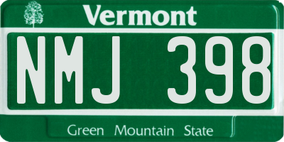 VT license plate NMJ398