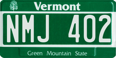 VT license plate NMJ402