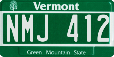 VT license plate NMJ412